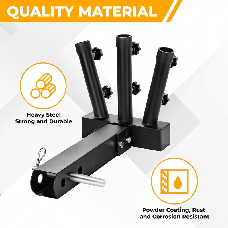 Sidasu Heavy Duty Three Hitch Flag Holder, Trailer Hitch Flag Pole Holder, Fits 2" Trailer Receivers, Universal Hitch Flag Pole Holder Kit with Cars, Trucks, SUV, Pickups, Campers & Trailers - Image 3